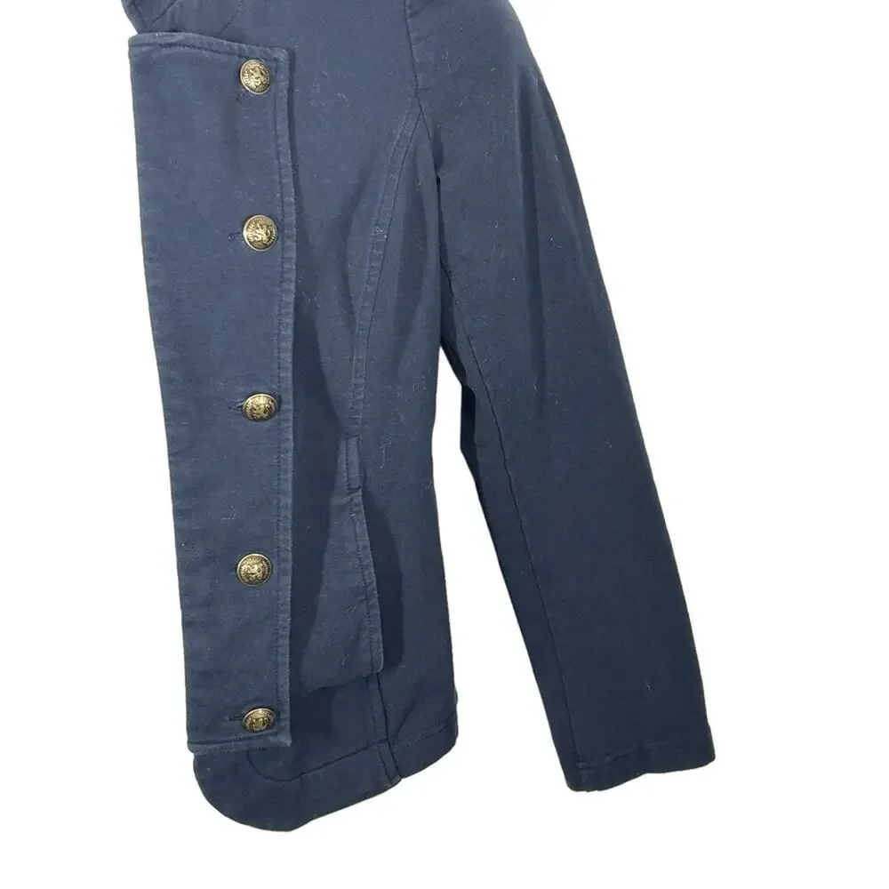 Tommy Hilfiger Military Jacket Navy Gold Button Cropped Blazer Size M